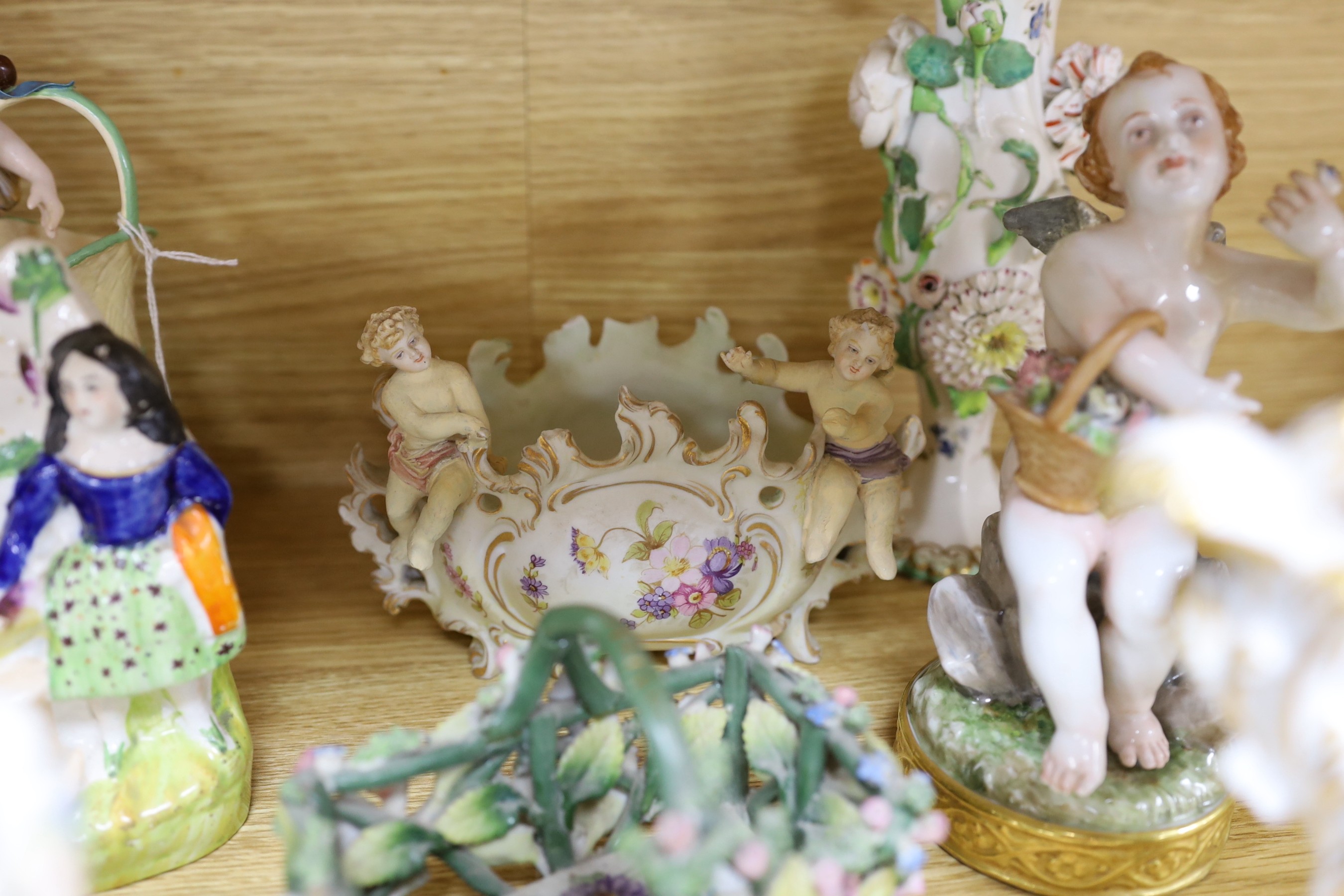 A group of continental and British porcelain figures and ornaments, to include Coalport, Staffordshire, Unterweissbach and others